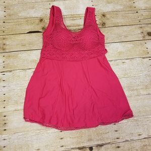 Full swim suit Pink size XL attached shorts under